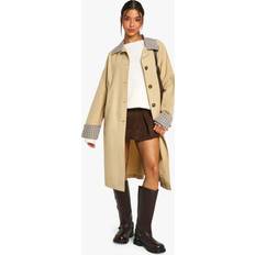 Boohoo Coats boohoo Flannel Collar Trench Coat - Beige