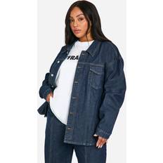 Boohoo Jackets boohoo Plus Oversized Contrast Stitch Jacket - Blue
