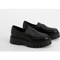 Low Shoes boohoo Womens Wide Fit Chunky Sole Loafers - Black