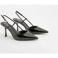 Black Heels & Pumps boohoo Slingback Box Pointed Court Shoes - Black