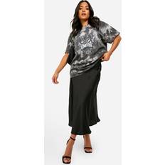 boohoo Womens Petite Satin Midaxi Skirt - Black