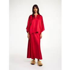 Dam - Satin Överdelar By Malene Birger Blus Cicie Mörkröd - Red
