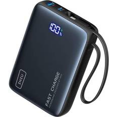 Iniu Pocket Power 20K Portable Power Bank with Built-In USB-C Cable (IN&OUT) 20000mAh PD 20W, for iPhone & Android Black