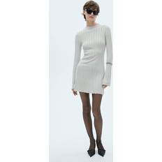 Knitted Dresses Mango Perkins Neck Knitted Dress - Beige