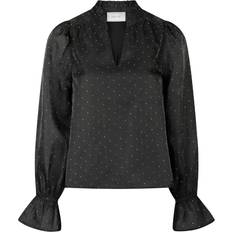 Neo Noir Överdelar Neo Noir Amara Bedazzled Blouse Dam Långärmade Blusar - Black