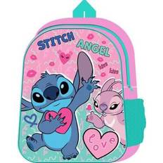 Lilo & Stitch Angel Pink Love Hearts Backpack School Bag Pink/Green