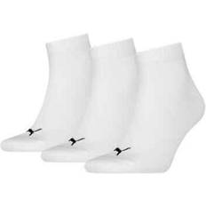 Puma Blåa Strumpor Puma 3-Pack Quarter Plain 3p Bomullsstrumpor - White
