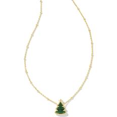 Emerald Jewelry Kendra Scott Holiday Tree Pendant Women's Necklace Women's Necklace Gold Green Quartzite