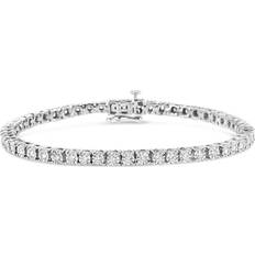 Jewelry Haus of Brilliance 14K White Gold 3.0 Cttw Lab Grown Diamond Illusion-Set Miracle Plate Tennis Bracelet (F-G Color, VS1-VS2 Clarity) 7.25"