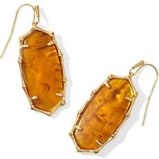 Kendra Scott Brown Earrings Kendra Scott Elle Bamboo Frame Drop Women's Earrings Earring Gold Tortoise Brown Mother Of Pearl