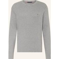 Tommy Hilfiger Knitted Sweaters Jumpers Tommy Hilfiger Herringbone Cotton Jumper - Grey