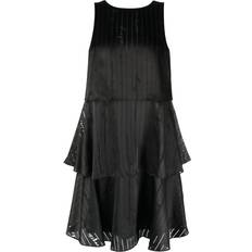 Armani Exchange Short Dresses Armani Exchange Satin Finish Devoré Effect Sleeveless Dress - Black