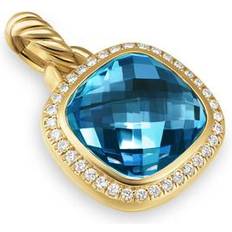 David Yurman Charms & Pendants David Yurman Albion Pendant in 18K Yellow Gold with Hampton Blue Topaz and Diamonds, 11mm