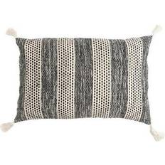 Homeroots Beige Black Striped Cotton Throw Pillow 17 x 27 in Cushion Cover Black, Beige