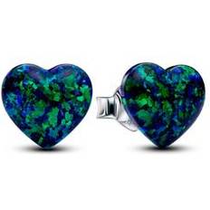 Pandora Green Earrings Pandora Heart Sterling Silver Stud Earrings - Green