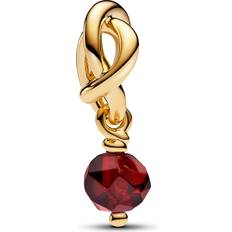 Jewelry Pandora Faceted Red Eternity Circle Gold-Plated Dangle Charm