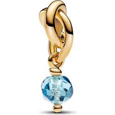 Blue Jewellery Pandora Faceted Sea Aqua Blue Eternity Circle Gold-Plated Dangle Charm