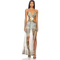Vida Backless Maxi Dress With Shell Trim - Green