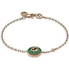 Gucci Rose Gold Bracelets Gucci Women's Interlocking 18K Rose Gold, Green Agate & 0.008 TCW Diamond Bracelet Pink Gold