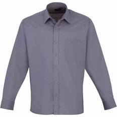 Clothing Premier Mens Poplin Long Sleeved Shirt - Steel