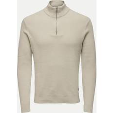 Herre - Sølv Gensere Only & Sons Phil Cotton Half Zip Knit Silver