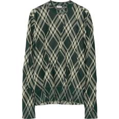 Burberry Jumpers Burberry Plaid Check Crinkled Effect Jumper - Green