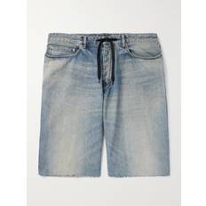 Balenciaga Shorts Balenciaga Distressed Denim Drawstring Shorts - Blue