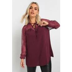 Women Blouses Yours Curve Lace Sweetheart Blouse - Burgundy Red