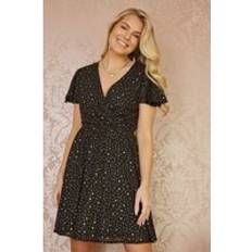 Clothing MELA Black Skater Dress With Mini Star Foil Print - 20