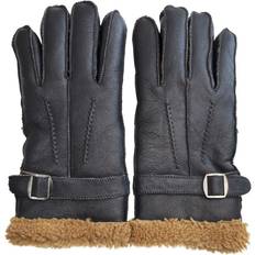 Infinity Leather Luxury Sheepskin Gloves With Buckle - Brown