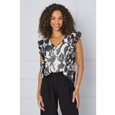 Clothing Wallis Printed Dobby Ruffle Shell Top - Mono