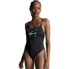 Tommy Hilfiger Recycled Fabric Swimwear Tommy Hilfiger High Leg Swimsuit - Black Polyamide