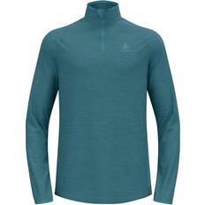 Blåa - Herr - Löpning Underställstoppar Odlo Run Easy Half Zip Langarmshirt - Blau