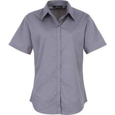 Steel Blouses Premier Poplin Short-Sleeved Blouse - Mid Grey