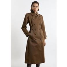 Trenchcoats Karen Millen Cotton Double Breasted Midi Trench Coat - Olive