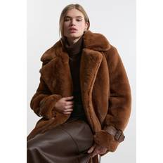 Karen Millen Faux Fur Cropped Coat - Toffee