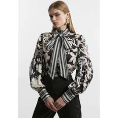 Clothing Karen Millen Floral Tie Neck Woven Blouse - Floral