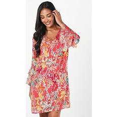 Balloon Sleeves - Short Dresses Wallis Petite Floral Metallic Shift Dress - Pink