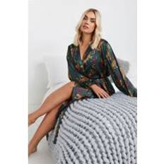 Morgenmäntel & Bademäntel reduziert Yours Floral Leopard Print Satin Robe - Dark Navy