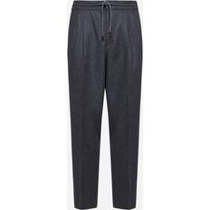 Flannel Pants Brunello Cucinelli Leisure Fit Flannel Trousers - Dark Grey