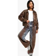 Orange - Women Jeans boohoo Rust Tint Wide Leg Denim Jeans - Orange