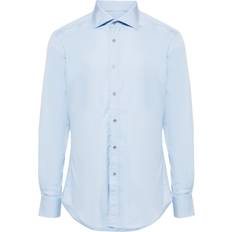 Gucci Men Shirts Gucci Spread Collar Cotton Shirt - Blue