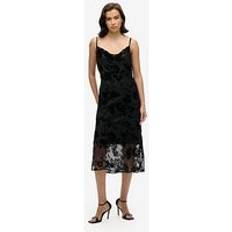 Superdry Midi Dresses Superdry Lace Cowl Midi Dress - Black