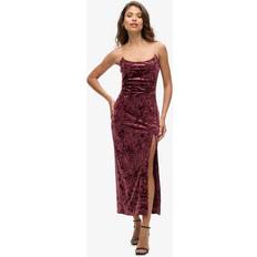 Superdry Dresses Superdry Diamonte Velvet Midi Dress - Red