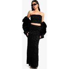 Velvet Skirts boohoo Velvet Lace Bias Maxi Skirt - Black