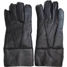 Infinity Leather Sheepskin Gloves with Roll Up - Black