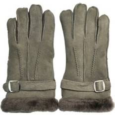 Kleding Infinity Leather Luxury Sheepskin Suede Gloves With Buckle - Grey