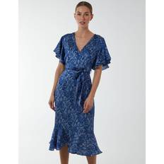 Clothing Blue Vanilla Wrap Ruffle Tiered Midi Dress - Navy