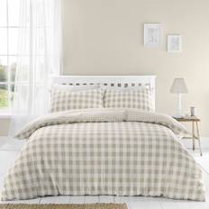 Checkered Bed Linen Catherine Lansfield Seersucker Gingham Duvet Cover Beige (230x220cm)