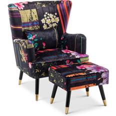 77cm Wide and Ottoman Black